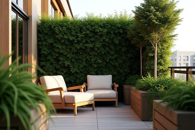 Adluh Flats private lounge nook with planters