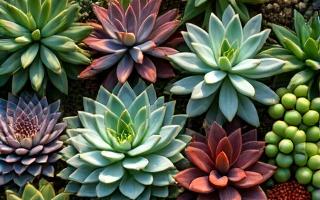 Assortment of vibrant, drought-tolerant succulents